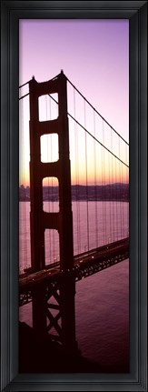 Framed Suspension bridge at sunrise, Golden Gate Bridge, San Francisco Bay, San Francisco, California (vertical) Print
