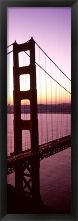 Framed Suspension bridge at sunrise, Golden Gate Bridge, San Francisco Bay, San Francisco, California (vertical) Print