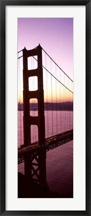 Framed Suspension bridge at sunrise, Golden Gate Bridge, San Francisco Bay, San Francisco, California (vertical) Print