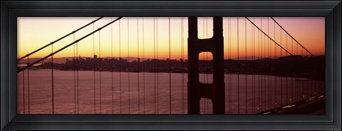 Framed Suspension bridge at sunrise, Golden Gate Bridge, San Francisco Bay, San Francisco, California (horizontal) Print