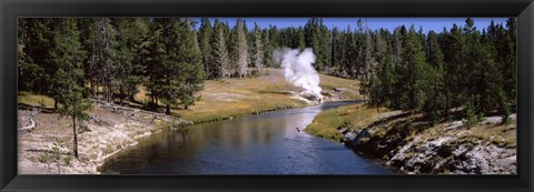 Framed Geothermal vent on a riverbank, Yellowstone National Park, Wyoming, USA Print