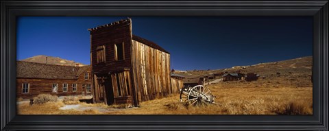 Framed Abandoned buildings on a landscape, Bodie Ghost Town, California, USA Print