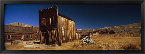 Framed Abandoned buildings on a landscape, Bodie Ghost Town, California, USA Print