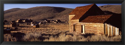 Framed Abandoned houses in a village, Bodie Ghost Town, California, USA Print