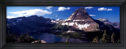 Framed Mountain range at the lakeside, Bearhat Mountain, Hidden Lake, Us Glacier National Park, Montana, USA Print