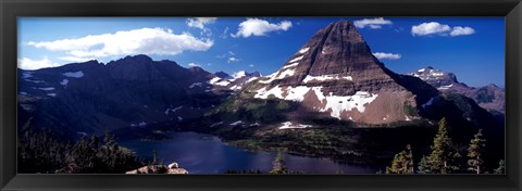 Framed Mountain range at the lakeside, Bearhat Mountain, Hidden Lake, Us Glacier National Park, Montana, USA Print