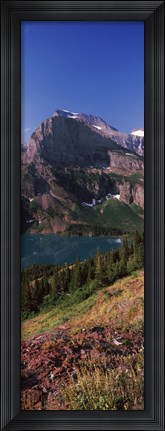 Framed Lake near a mountain, US Glacier National Park, Montana, USA Print