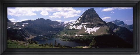 Framed Lake surrounded with mountains, Bearhat Mountain, Hidden Lake, US Glacier National Park, Montana, USA Print