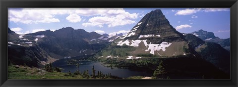 Framed Lake surrounded with mountains, Bearhat Mountain, Hidden Lake, US Glacier National Park, Montana, USA Print