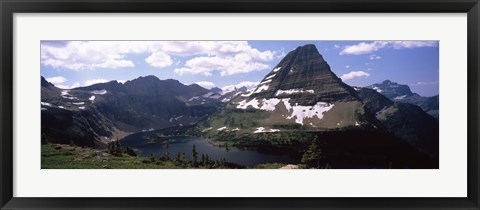 Framed Lake surrounded with mountains, Bearhat Mountain, Hidden Lake, US Glacier National Park, Montana, USA Print