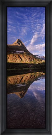 Framed Reflection of a mountain in a lake, Alpine Lake, US Glacier National Park, Montana, USA Print