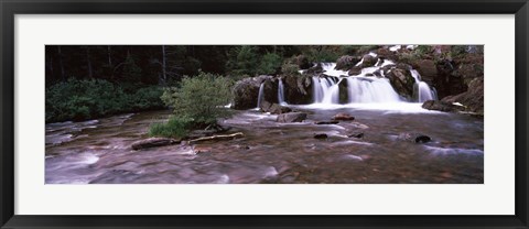 Framed Waterfall in a forest, US Glacier National Park, Montana, USA Print