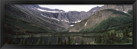 Framed Lake surrounded with mountains, Mountain Lake, US Glacier National Park, Montana, USA Print