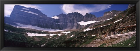 Framed Snow on mountain range, US Glacier National Park, Montana, USA Print