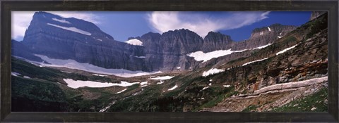 Framed Snow on mountain range, US Glacier National Park, Montana, USA Print