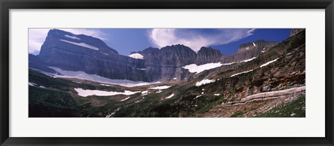 Framed Snow on mountain range, US Glacier National Park, Montana, USA Print