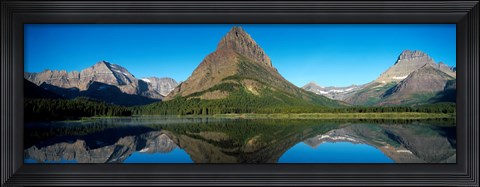 Framed Reflection of mountains in Swiftcurrent Lake, Many Glacier, US Glacier National Park, Montana, USA Print