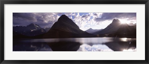Framed Swiftcurrent Lake, Many Glacier, US Glacier National Park, Montana (cloudy sky) Print