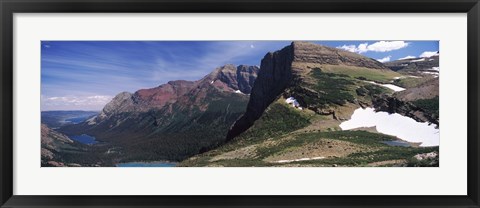 Framed Lake surrounded with mountains, Alpine Lake, US Glacier National Park, Montana Print