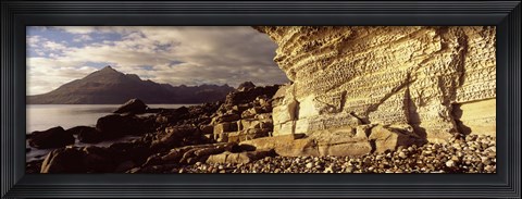 Framed Rock formations on an island, Elgol, Isle Of Skye, Inner Hebrides, Scotland Print