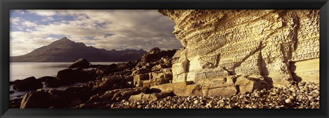 Framed Rock formations on an island, Elgol, Isle Of Skye, Inner Hebrides, Scotland Print