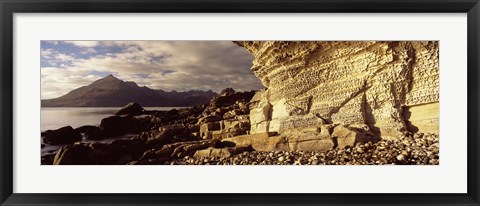 Framed Rock formations on an island, Elgol, Isle Of Skye, Inner Hebrides, Scotland Print