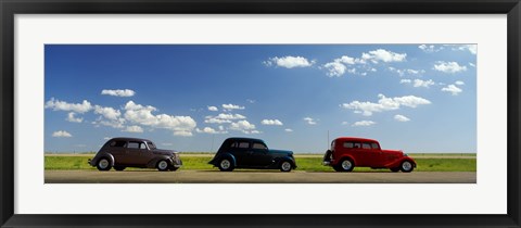 Framed Three Hot Rods moving on a highway, Route 66, USA Print