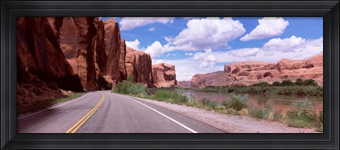 Framed Highway along rock formations, Utah State Route 279, Utah, USA Print