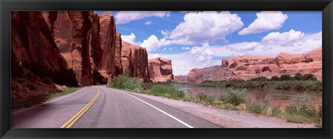 Framed Highway along rock formations, Utah State Route 279, Utah, USA Print