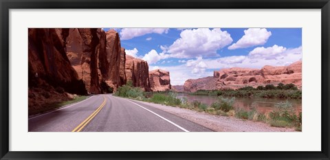 Framed Highway along rock formations, Utah State Route 279, Utah, USA Print