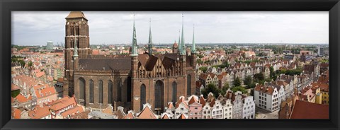 Framed Cathedral in a city, St. Mary&#39;s Church, Gdansk, Pomeranian Voivodeship, Poland Print