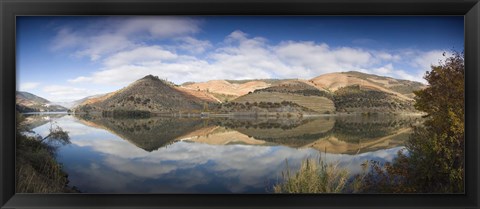 Framed Reflection of Vineyards in the River, Cima Corgo, Duoro River, Portugal Print