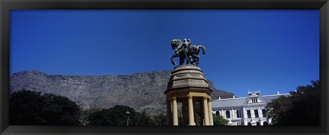 Framed War memorial with Table Mountain in the background, Delville Wood Memorial, Cape Town, Western Cape Province, South Africa Print