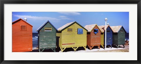 Framed Colorful huts on the beach, St. James Beach, Cape Town, Western Cape Province, South Africa Print