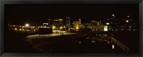 Framed City lit up at night, Cape Town, Western Cape Province, South Africa Print