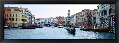 Framed Buildings at the waterfront, Rialto Bridge, Grand Canal, Venice, Veneto, Italy Print