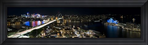 Framed Buildings lit up at night, Sydney, New South Wales, Australia Print