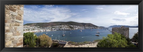 Framed View of a harbor from a castle, St Peter&#39;s Castle, Bodrum, Mugla Province, Aegean Region, Turkey Print