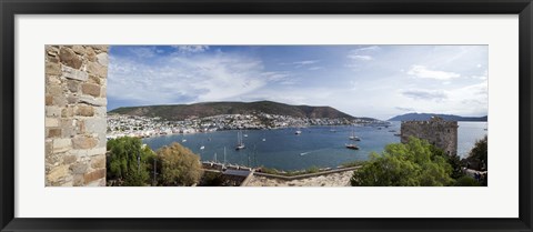 Framed View of a harbor from a castle, St Peter&#39;s Castle, Bodrum, Mugla Province, Aegean Region, Turkey Print