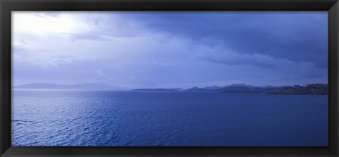 Framed Rain storm in the sea, Bodrum, Mugla Province, Aegean Region, Turkey Print