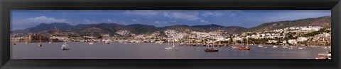 Framed Buildings at the waterfront, St Peter&#39;s Castle, Bodrum, Mugla Province, Aegean Region, Turkey Print