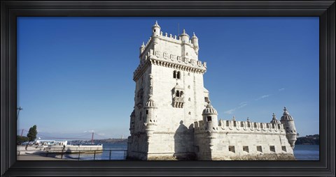 Framed Tower at the riverbank, Belem Tower, Lisbon, Portugal Print