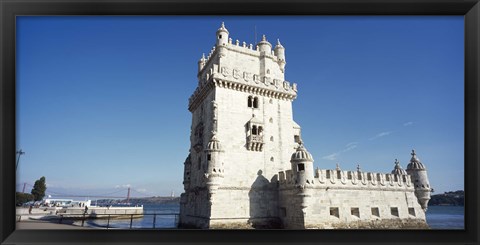 Framed Tower at the riverbank, Belem Tower, Lisbon, Portugal Print