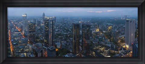 Framed Aerial view of a city, Frankfurt, Hesse, Germany Print