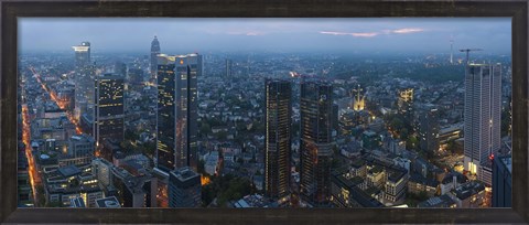 Framed Aerial view of a city, Frankfurt, Hesse, Germany Print
