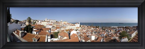 Framed High angle view of a city, Sao Vicente da Fora, Largo das Portas do Sol, Alfama, Lisbon, Portugal Print