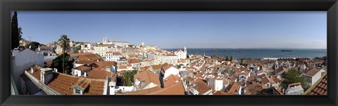 Framed High angle view of a city, Sao Vicente da Fora, Largo das Portas do Sol, Alfama, Lisbon, Portugal Print