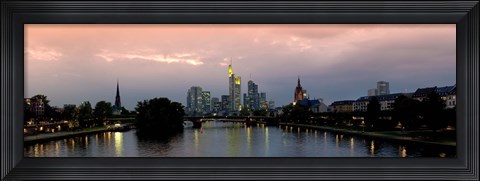 Framed Reflection of buildings in water, Main River, Frankfurt, Hesse, Germany 2010 Print