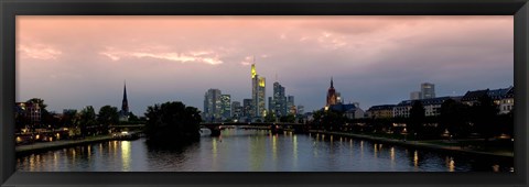 Framed Reflection of buildings in water, Main River, Frankfurt, Hesse, Germany 2010 Print