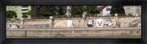 Framed Graffiti on a wall at the riverside, Wien River, Vienna, Austria Print